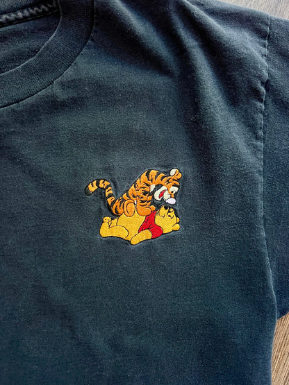 550 -Black Embroidered Tigger Pouncing Pooh Pocket Tee - L
