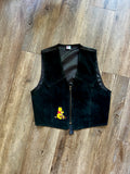 551 -Black Suede Embroidered WTP Honey & Leaves Zip Up Vest - L