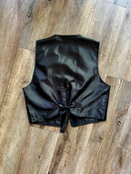 551 -Black Suede Embroidered WTP Honey & Leaves Zip Up Vest - L