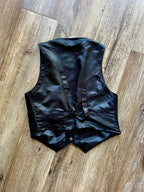 552 -Black Suede Embroidered WTP Waving Button Up Vest - L