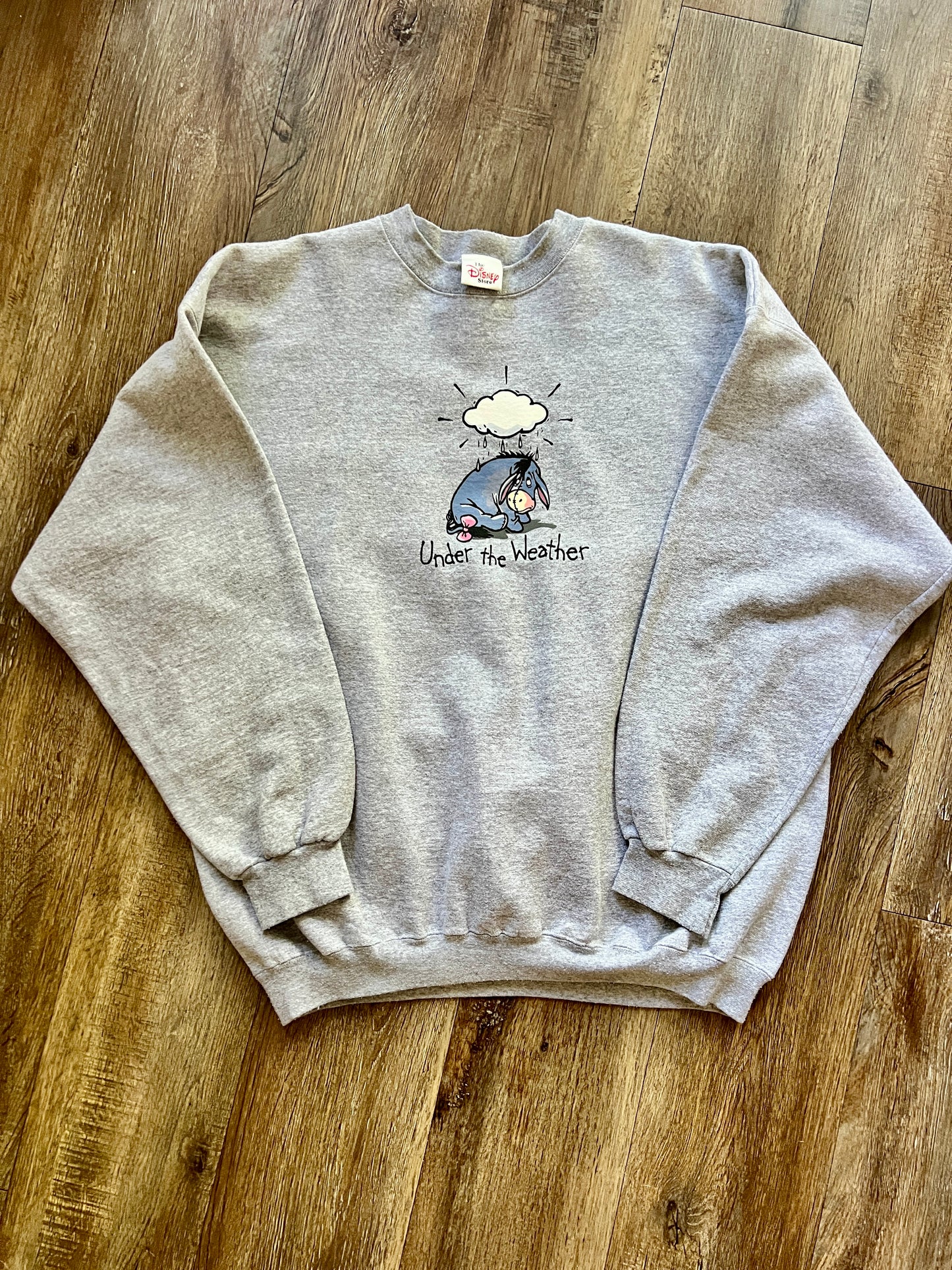 561 -Heather Grey Eeyore Under The Weather Raincloud Crewneck - XL