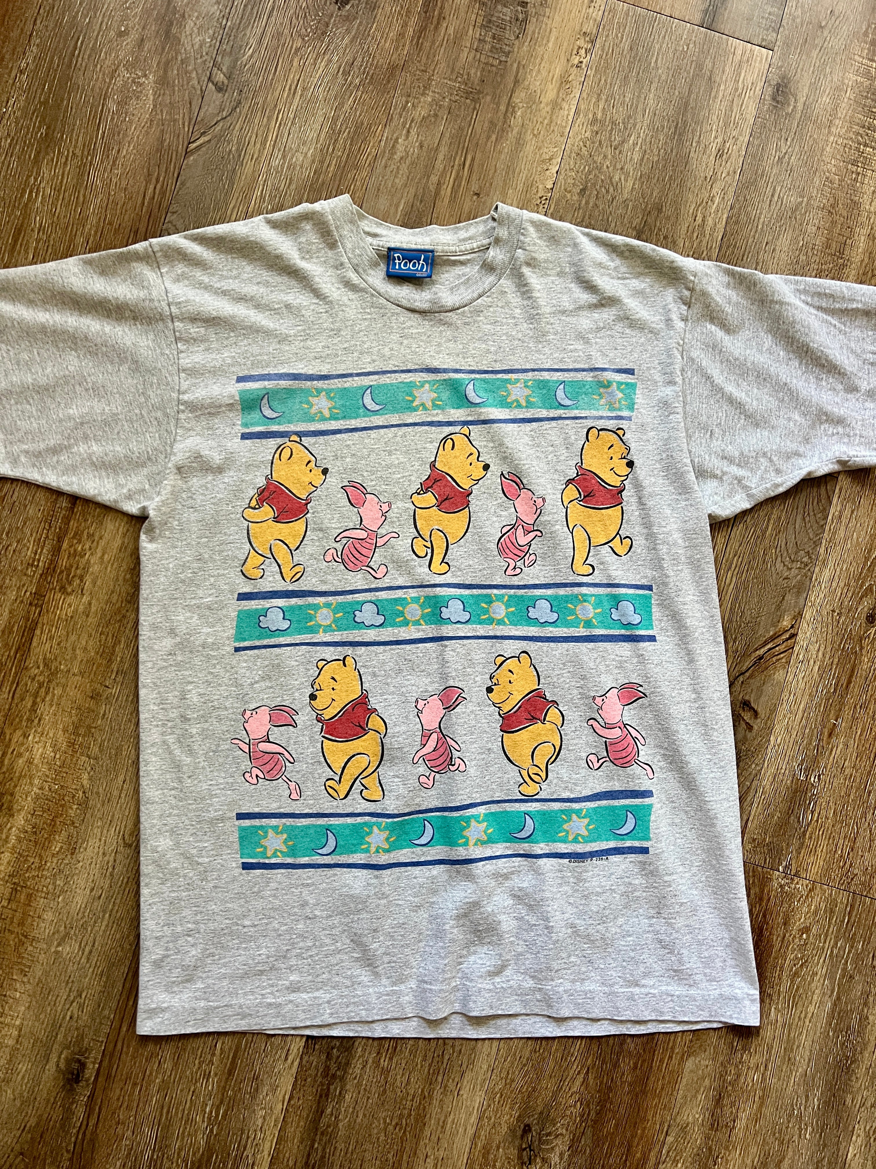 562 -Heather Grey WTP & Piglet Moons & Stars Walking Rows Tee - XL