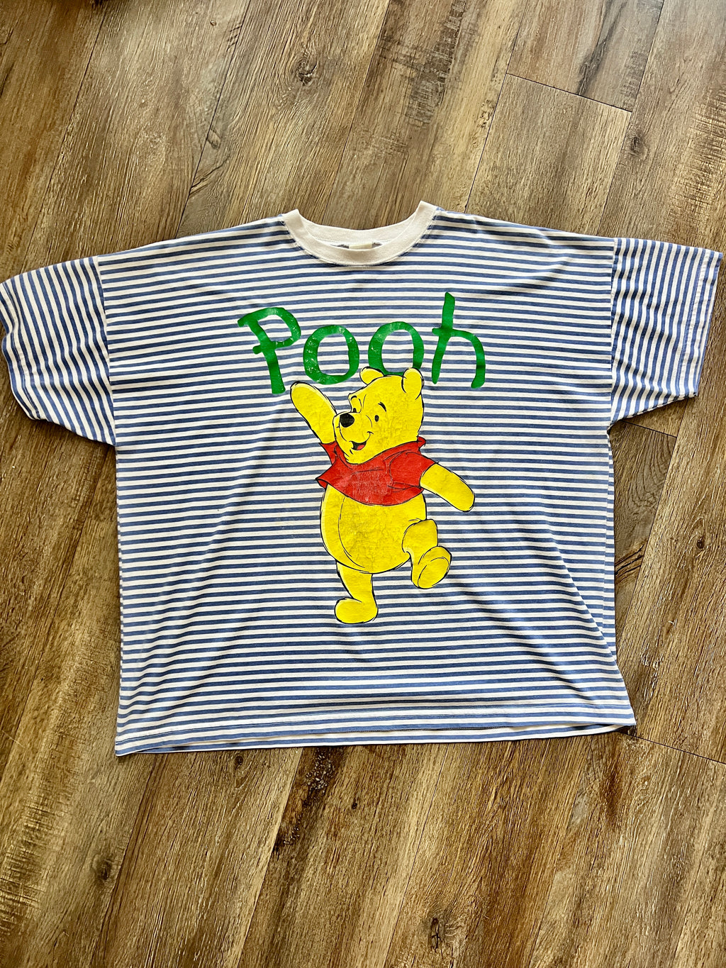 565 -Navy & White Striped WTP Pooh Waving Shirt - XL