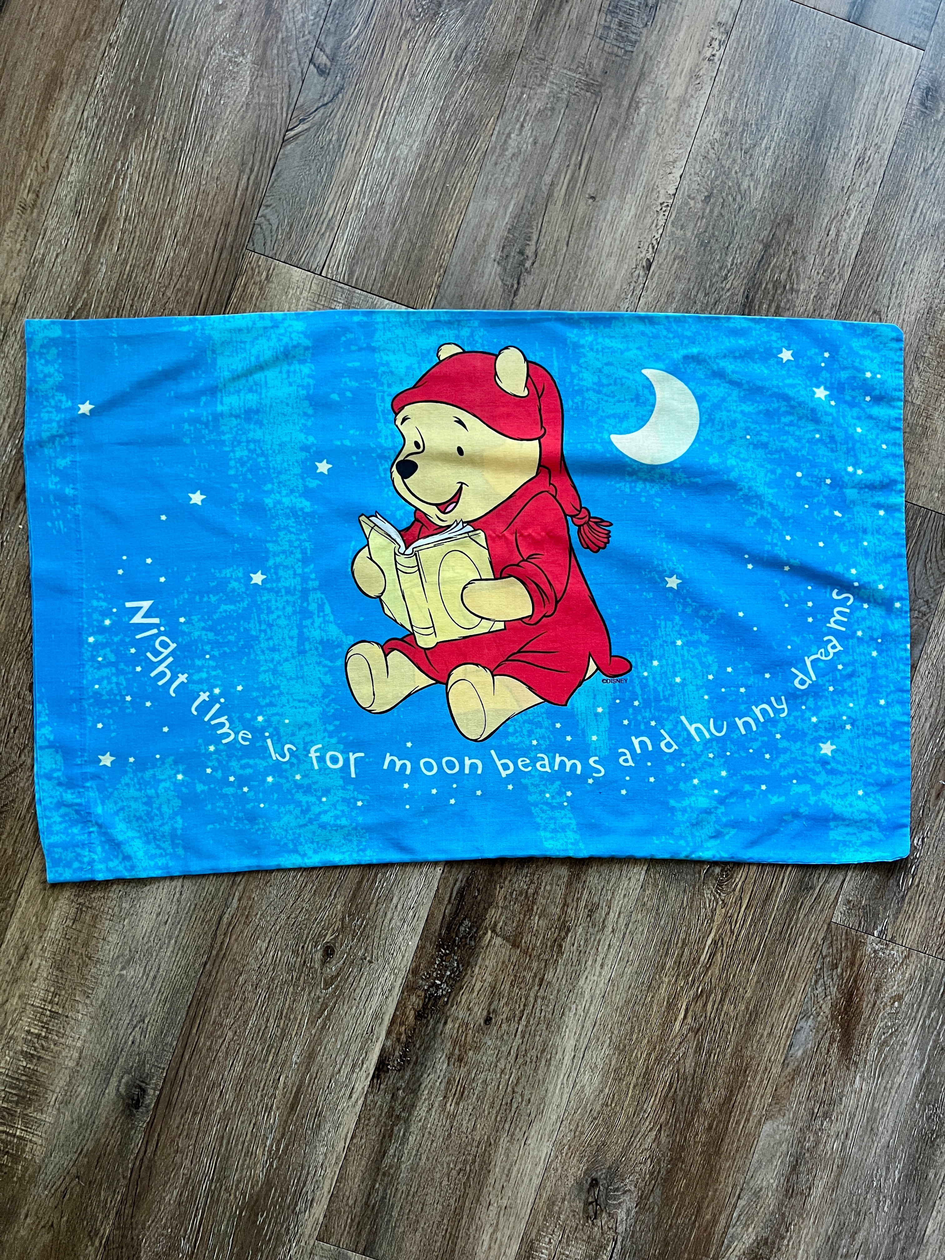 567 -Blue Night Sky Night Time is for Moon Beams & Hunny Dreams Pillow Case