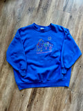 571 -Blue Embroidered WTP & Piglet Hundred Acre Wood Walk Crewneck - L