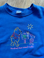 571 -Blue Embroidered WTP & Piglet Hundred Acre Wood Walk Crewneck - L