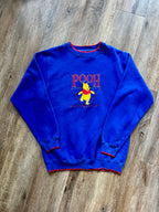 572 -Blue Embroidered Pooh Stuffed With Fluff Crewneck - L