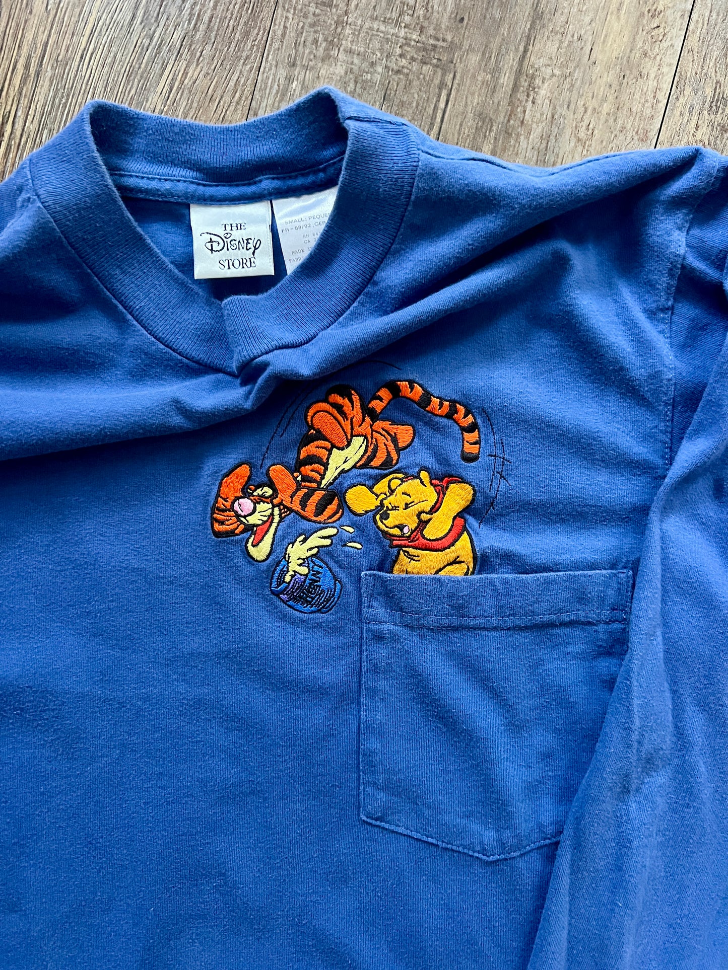 574 -Blue Embroidered Tigger & WTP Spilling Honey Pocket Tee - S