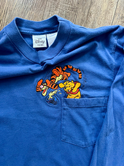 574 -Blue Embroidered Tigger & WTP Spilling Honey Pocket Tee - S