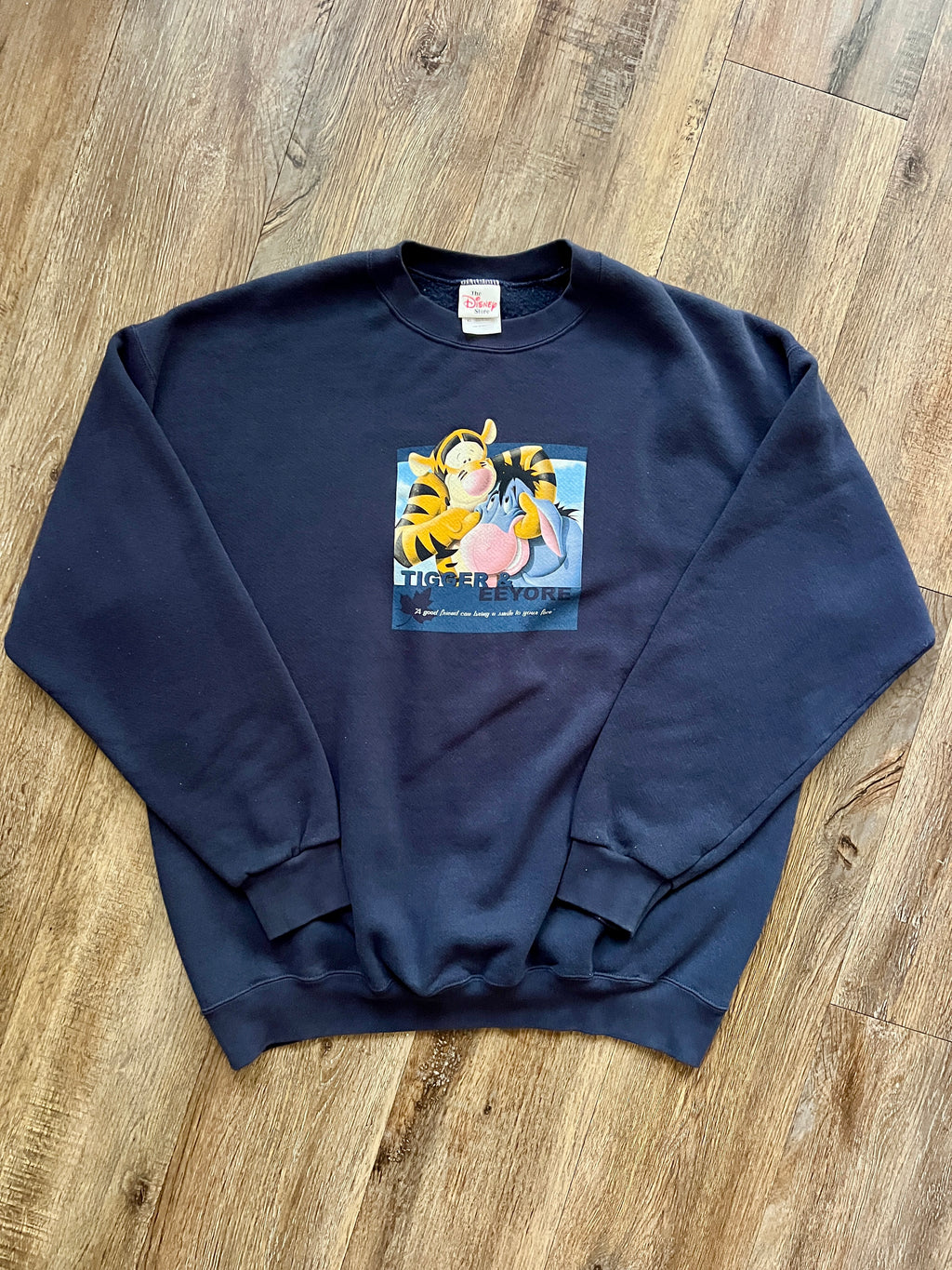 547 -Navy Tigger & Eeyore A Good Friend Can Bring A Smile To Your Face Crewneck - XL