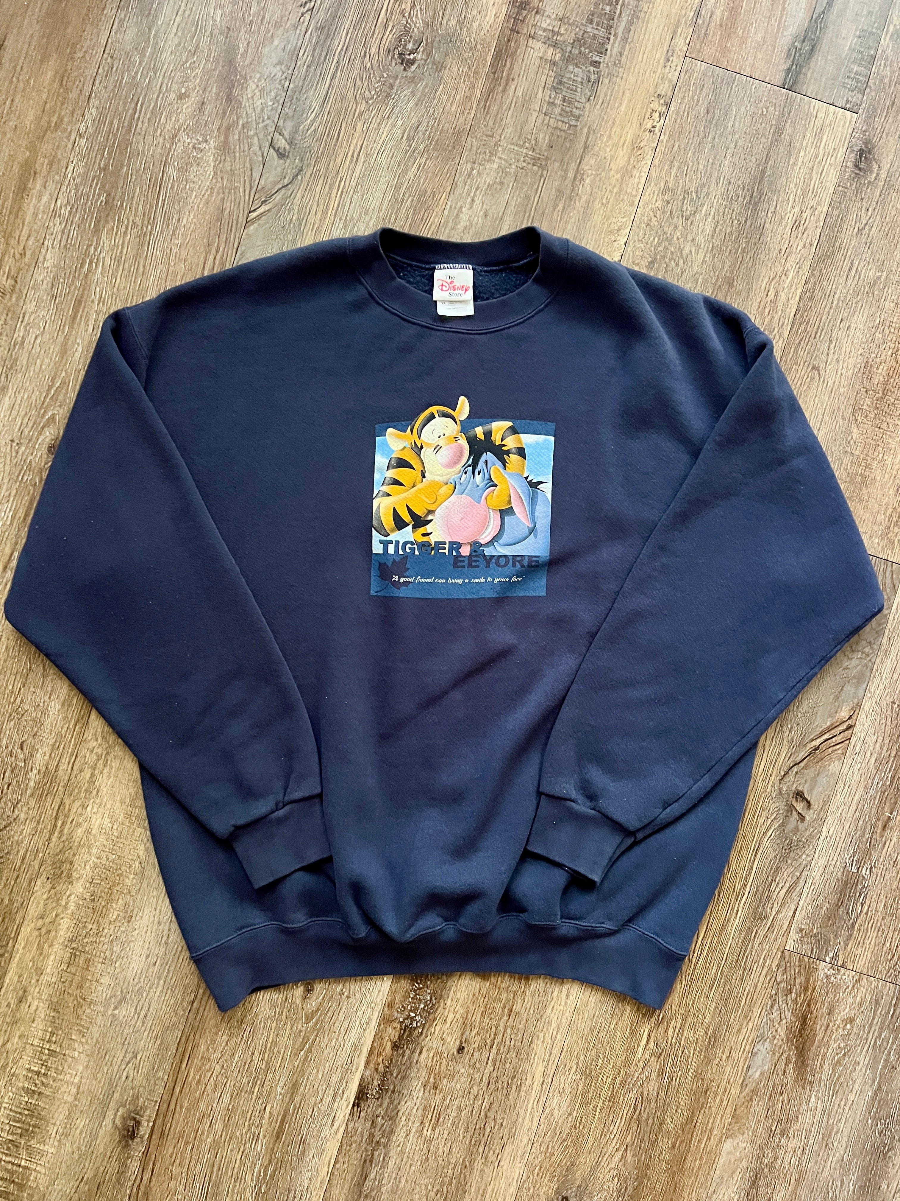 547 -Navy Tigger & Eeyore A Good Friend Can Bring A Smile To Your Face Crewneck - XL