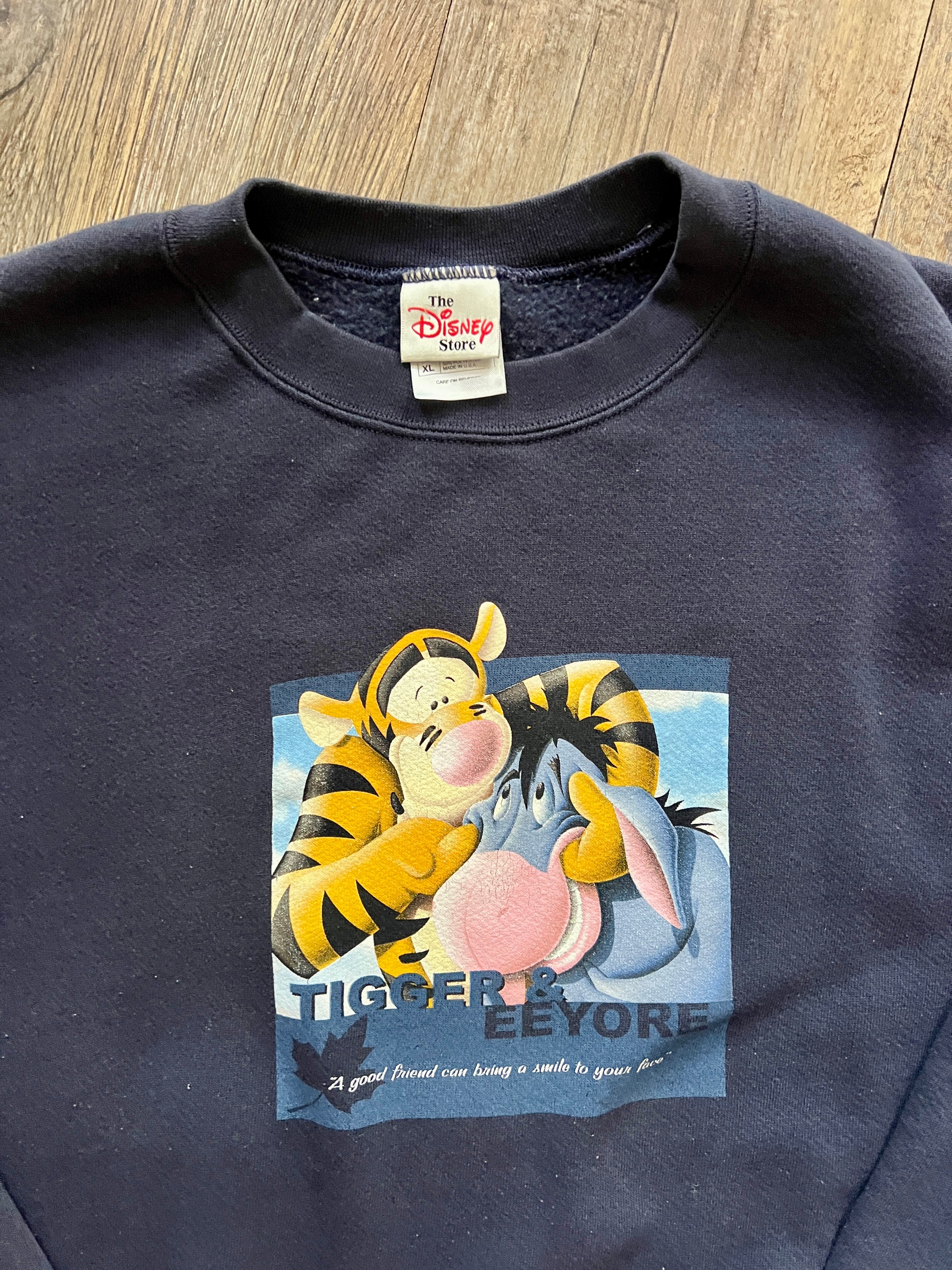 547 -Navy Tigger & Eeyore A Good Friend Can Bring A Smile To Your Face Crewneck - XL