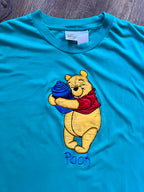 582 -Teal Applique WTP Hugging Hunny Pot Pooh Tee - XL