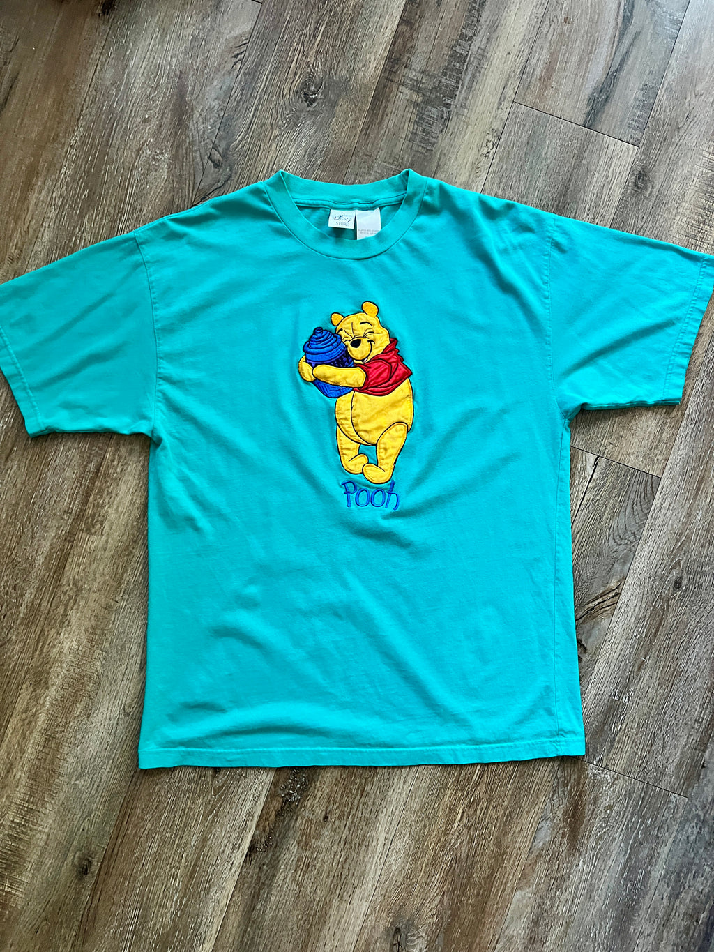 583 -Teal Applique WTP Hugging Hunny Pot Pooh Tee - XL