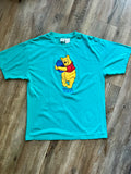 583 -Teal Applique WTP Hugging Hunny Pot Pooh Tee - XL