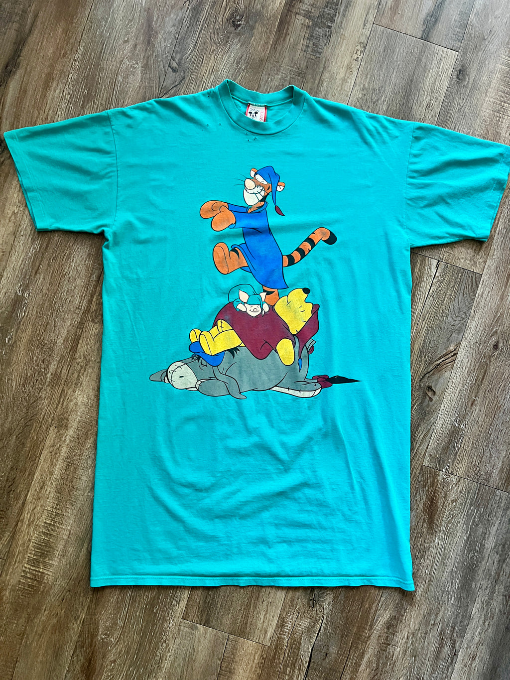 584 -Teal Tigger, WTP, & Eeyore Sleeping Stacked Sleep Shirt - OSFA