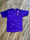 587 -Purple Embroidered WTP Balloon & Bees Pocket Tee - L
