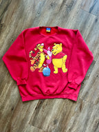 592 -Red WTP, Tigger, & Piglet Standing on Hunny Pot Crewneck - XL
