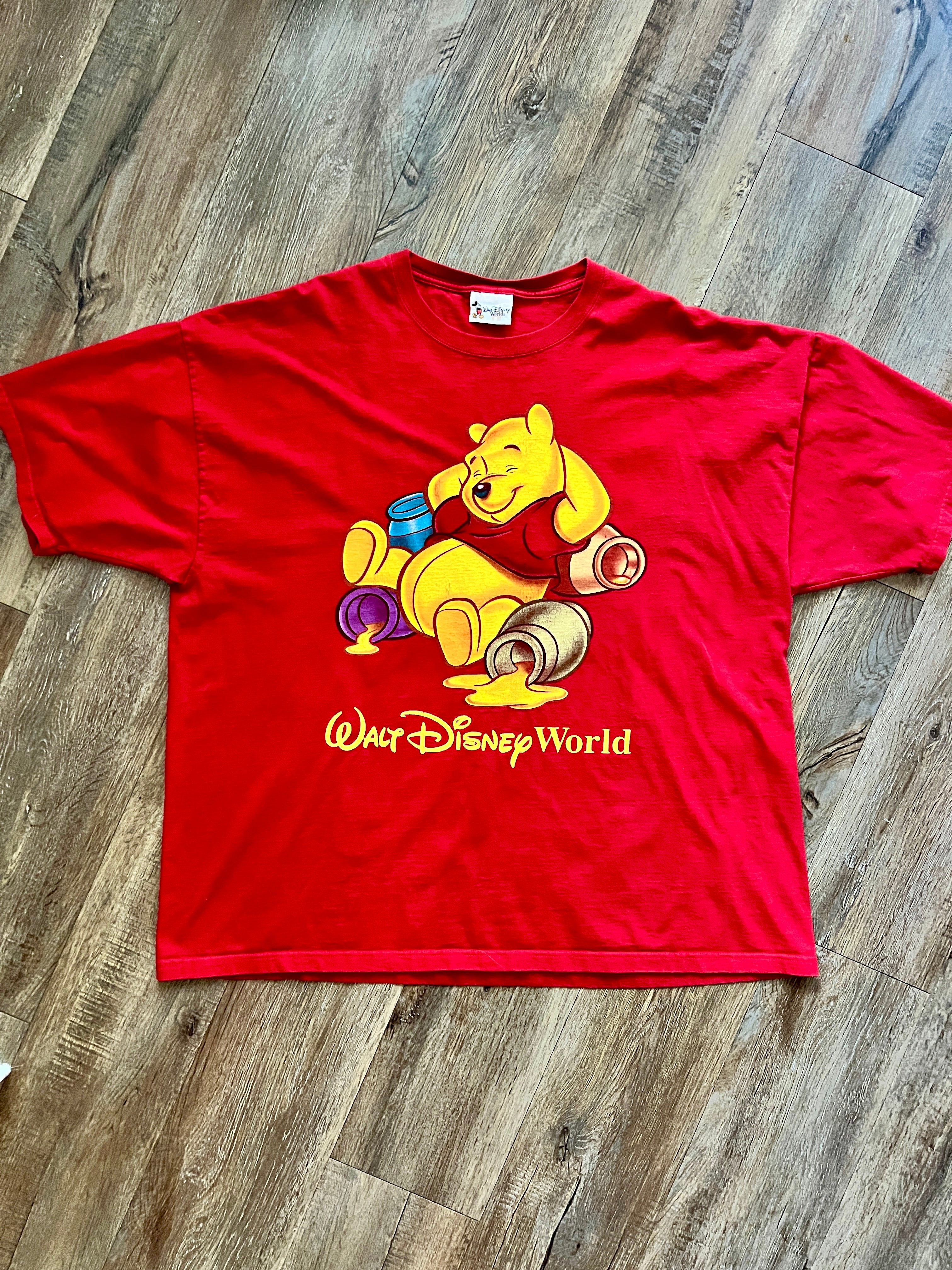 593 -Red WTP Laying on Hunny Pots WDW Logo Tee - 2X