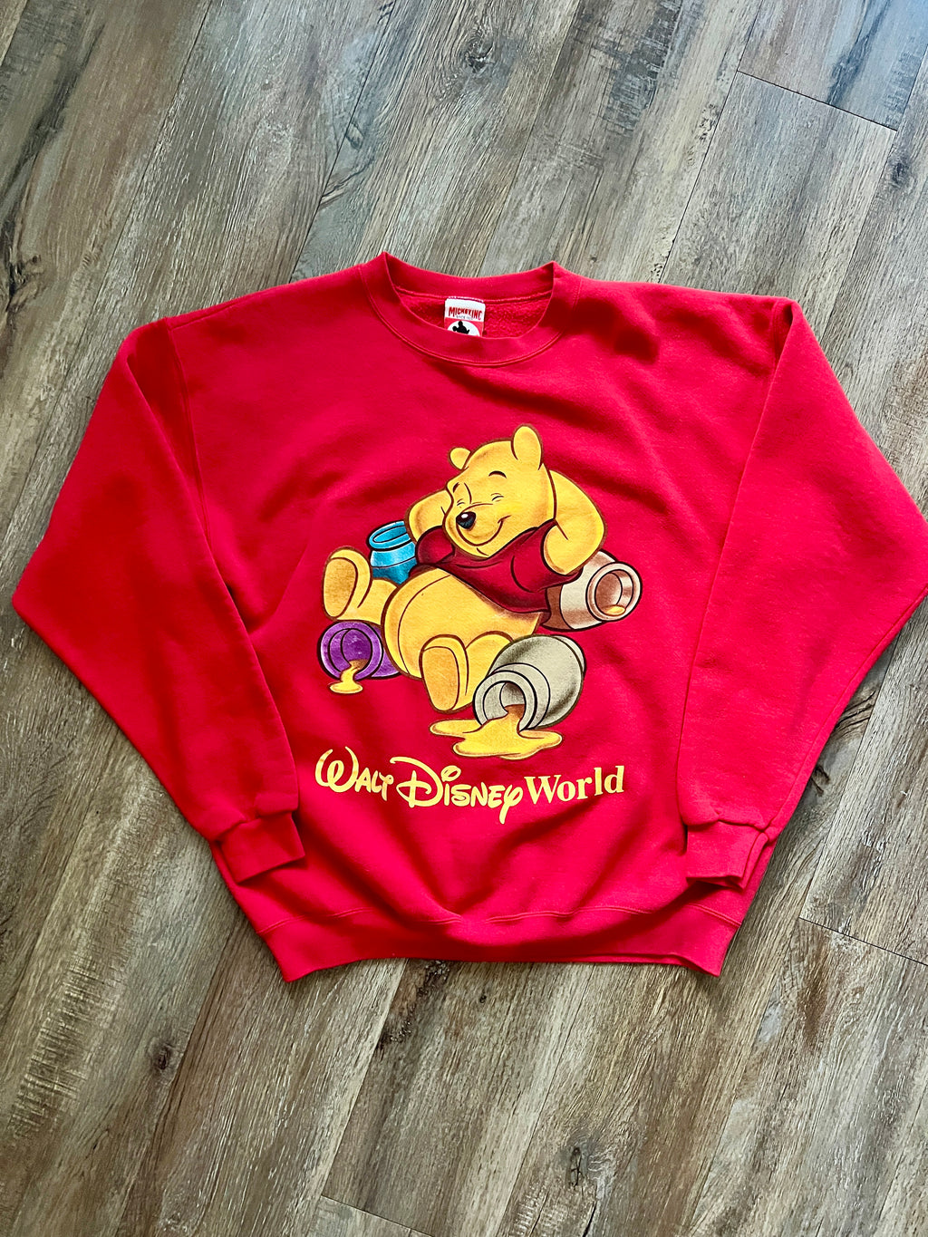 595 -Red WTP Laying on Hunny Pots WDW Logo Crewneck - XL