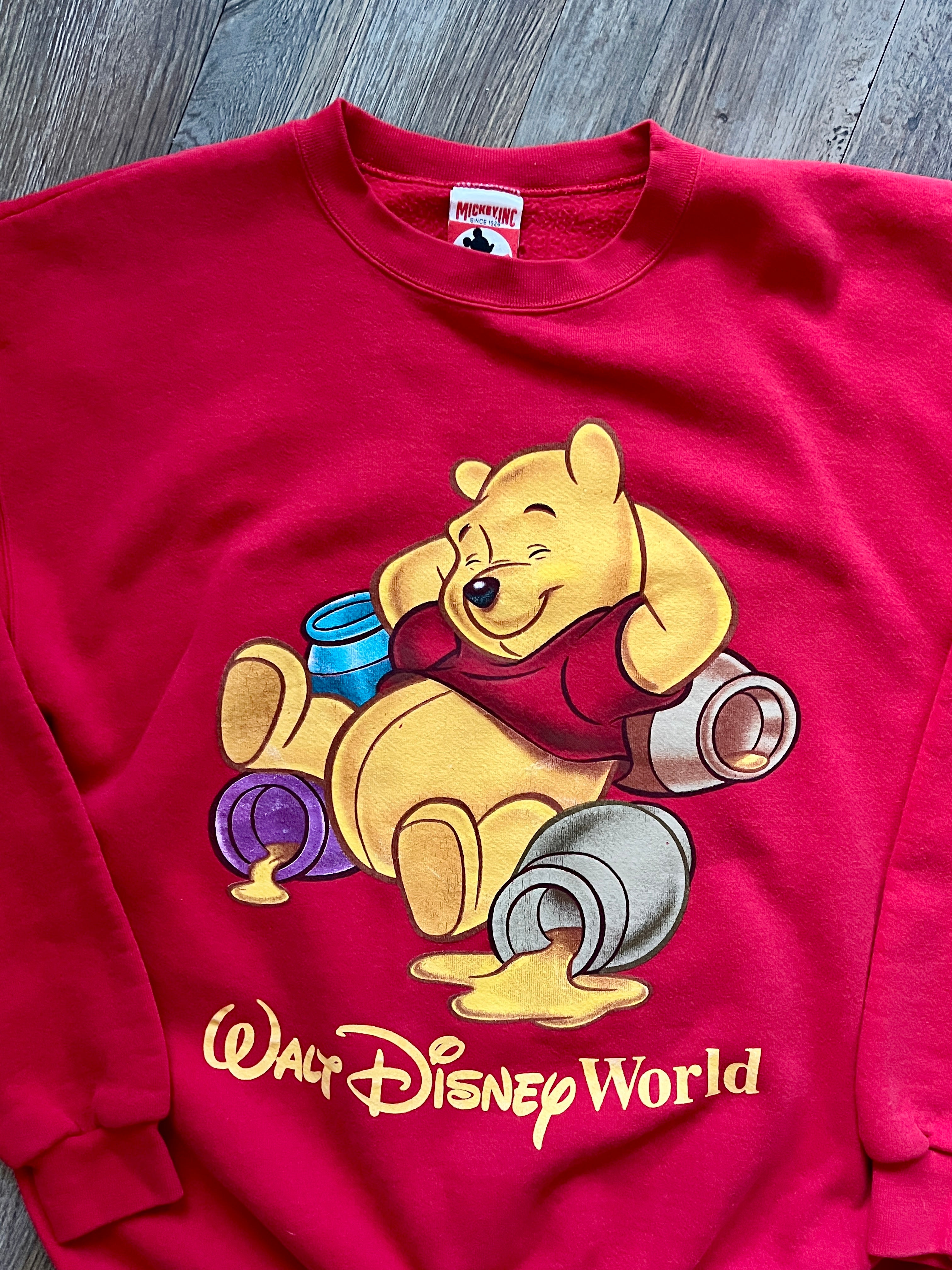 595 -Red WTP Laying on Hunny Pots WDW Logo Crewneck - XL