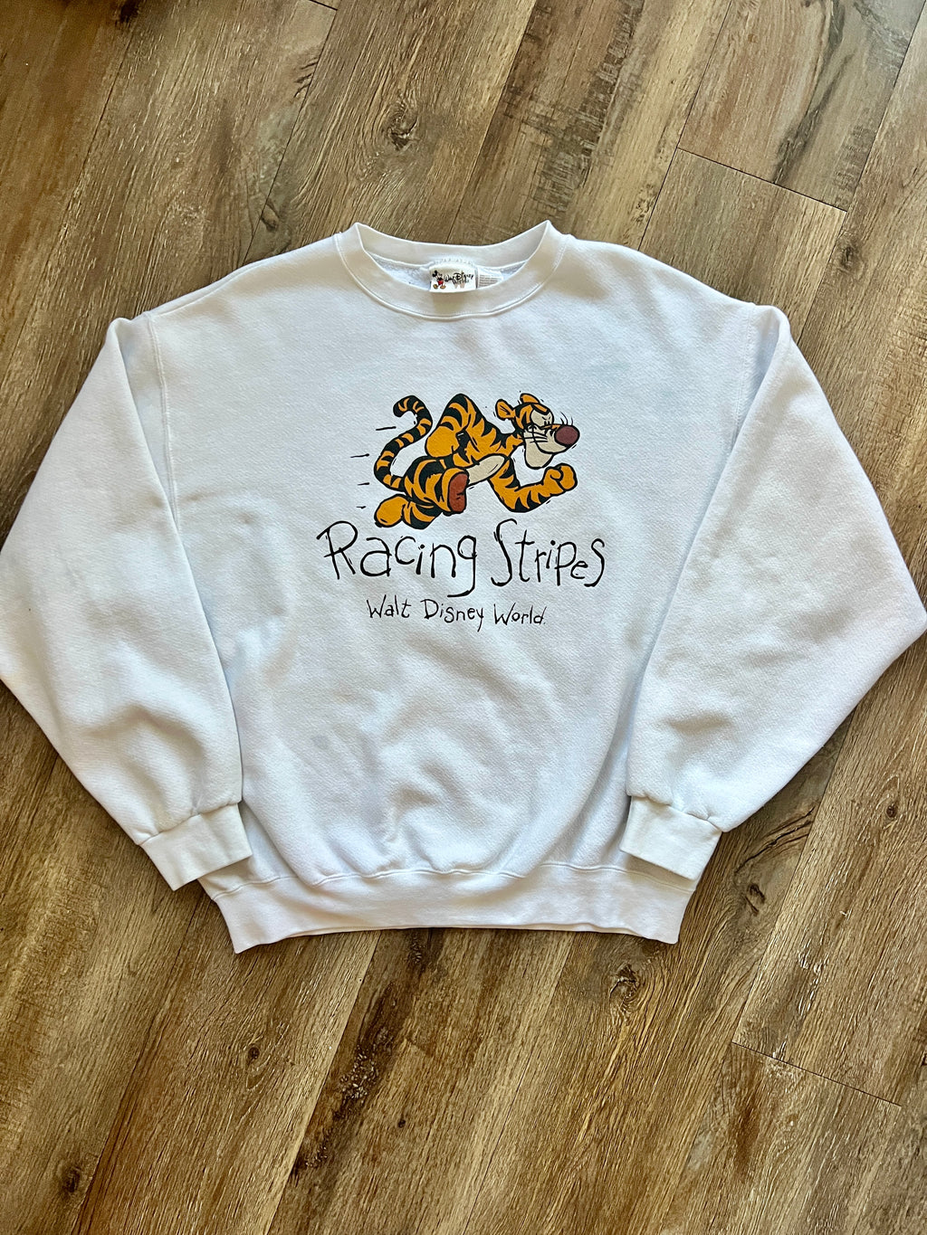 598 -White Tigger Racing Stripes WDW Logo Crewneck - XL