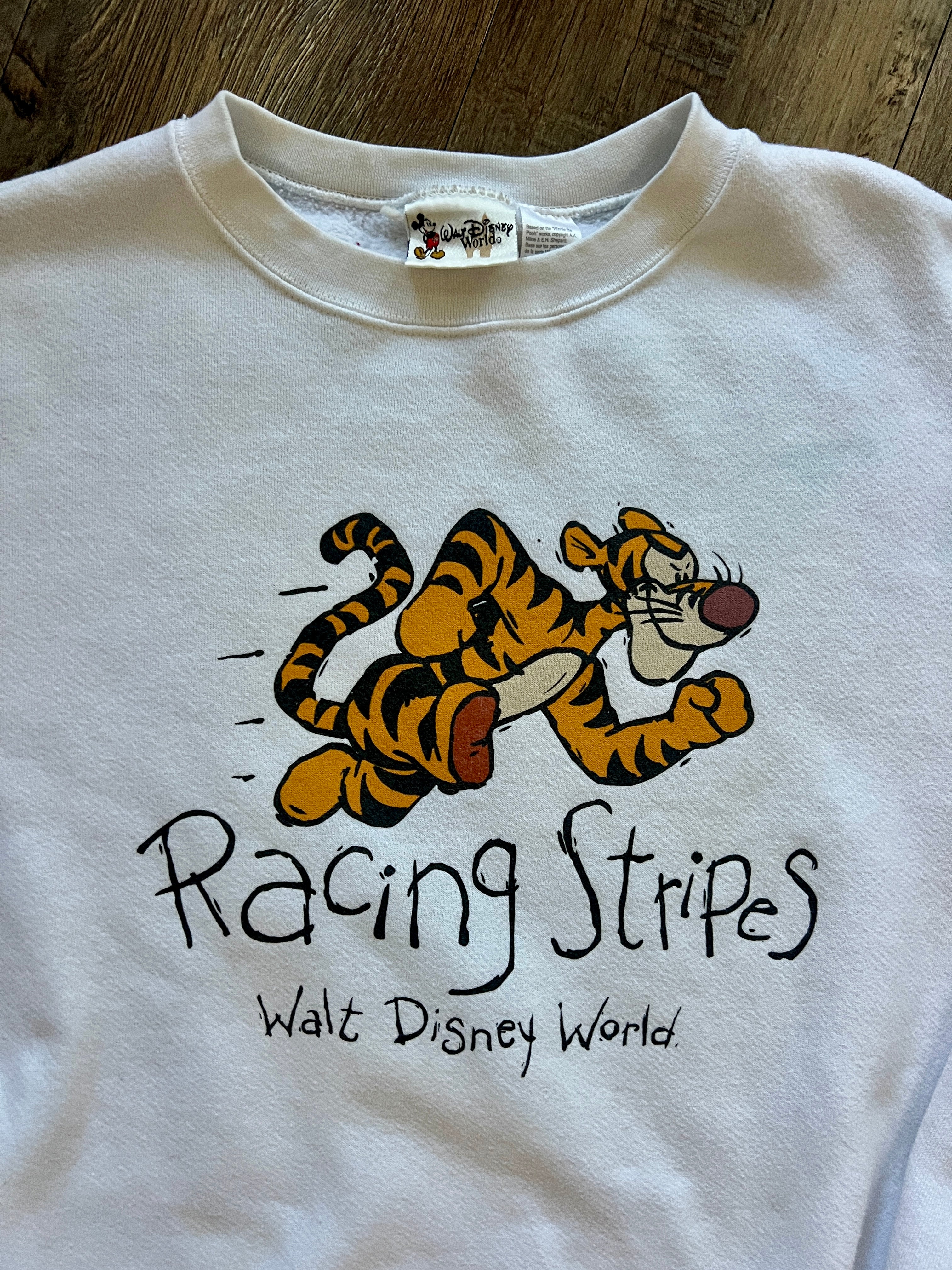 598 -White Tigger Racing Stripes WDW Logo Crewneck - XL