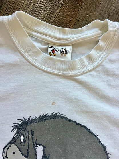 599 -White Eeyore Happy Go Lucky WDW Logo Tee - M