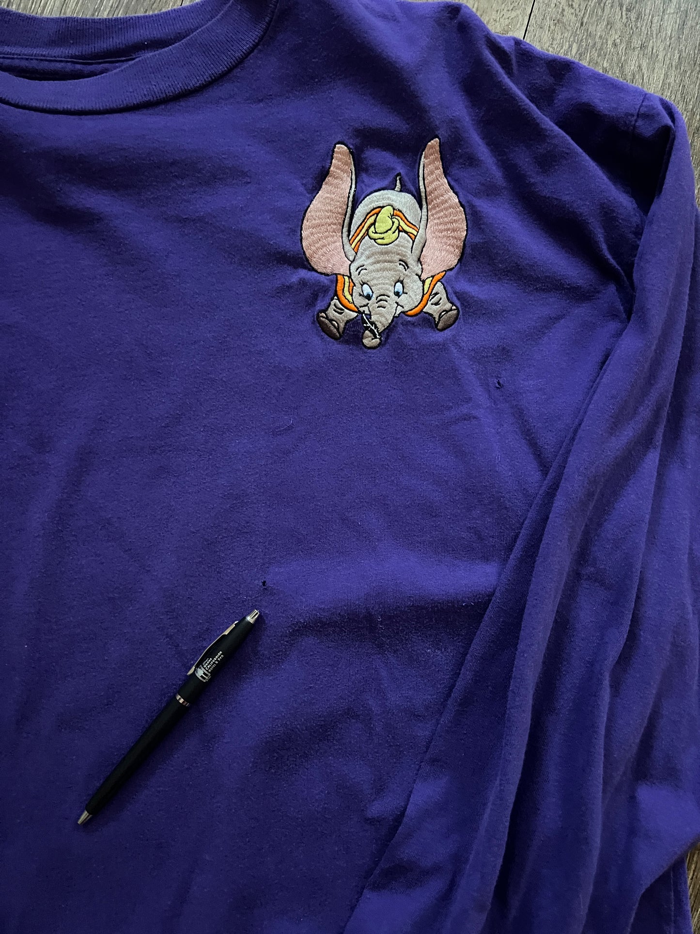 308 -Purple Embroidered Dumbo Long Sleeve Shirt - XL