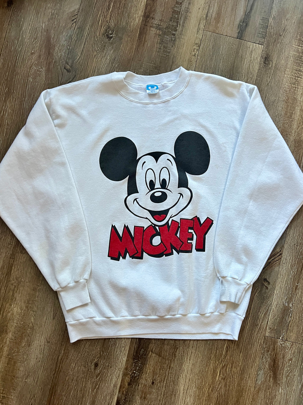 542 -White Mickey Head Red Letter Crewneck