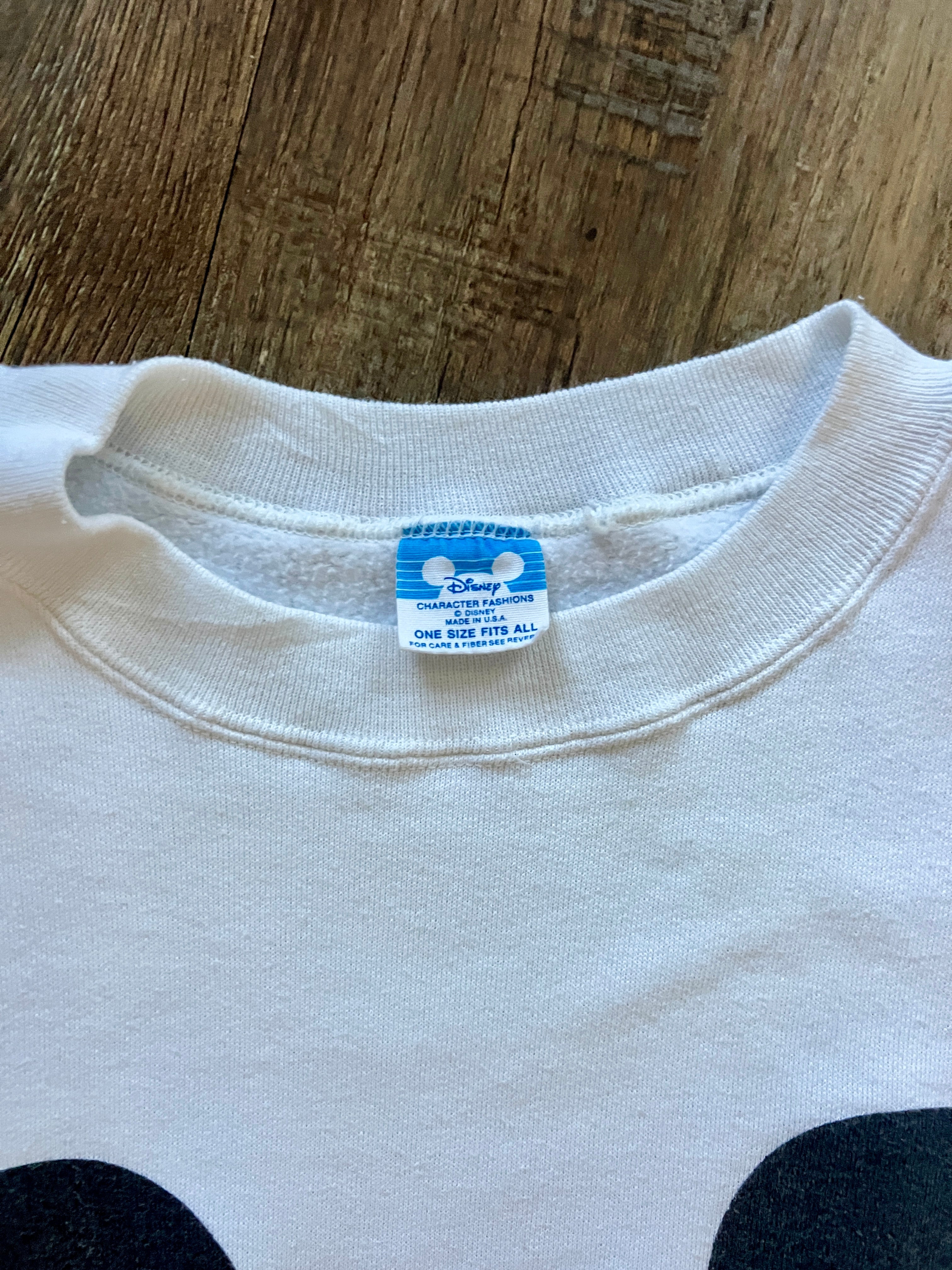 542 -White Mickey Head Red Letter Crewneck