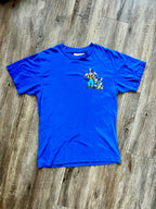 310 -Blue Embroidered Confused Goofy Angry Donald Pocket Shirt - L