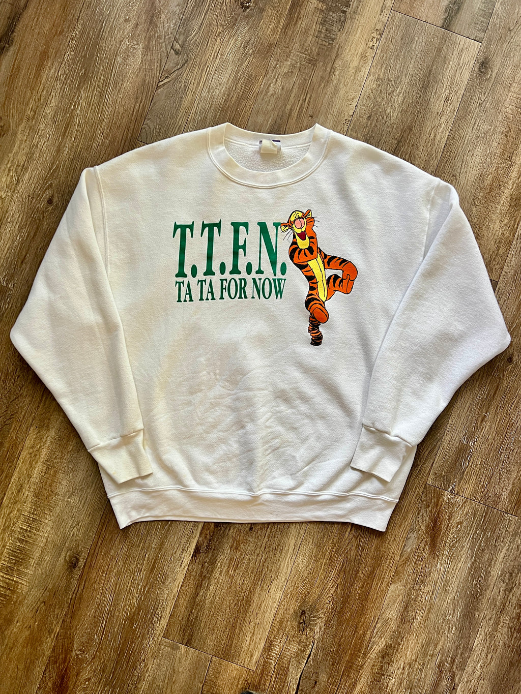 613 -White TTFN Tigger Crewneck - XL
