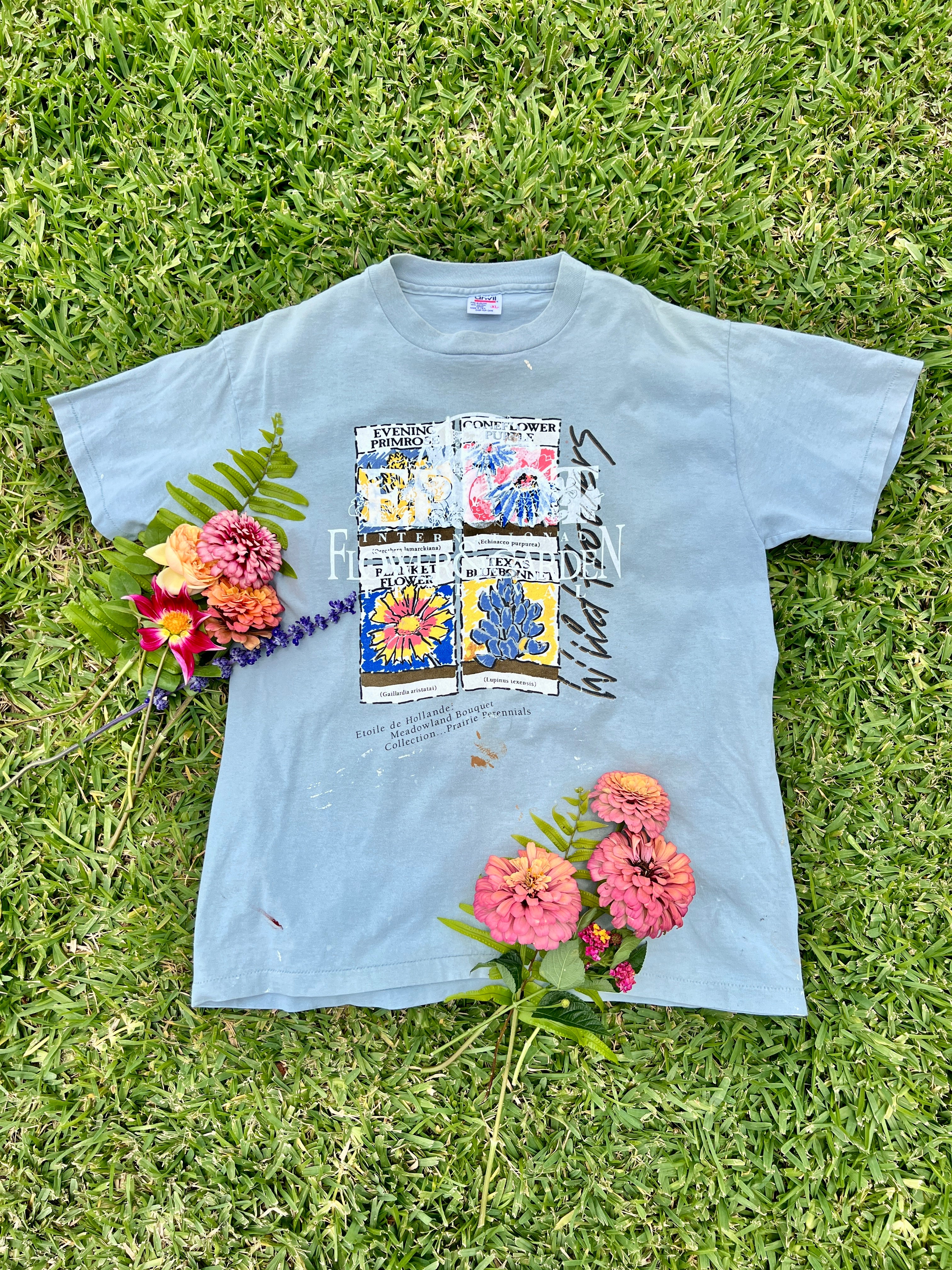EPCOT Flower & Garden Recycled Tees - Blue Wild Flowers - XL