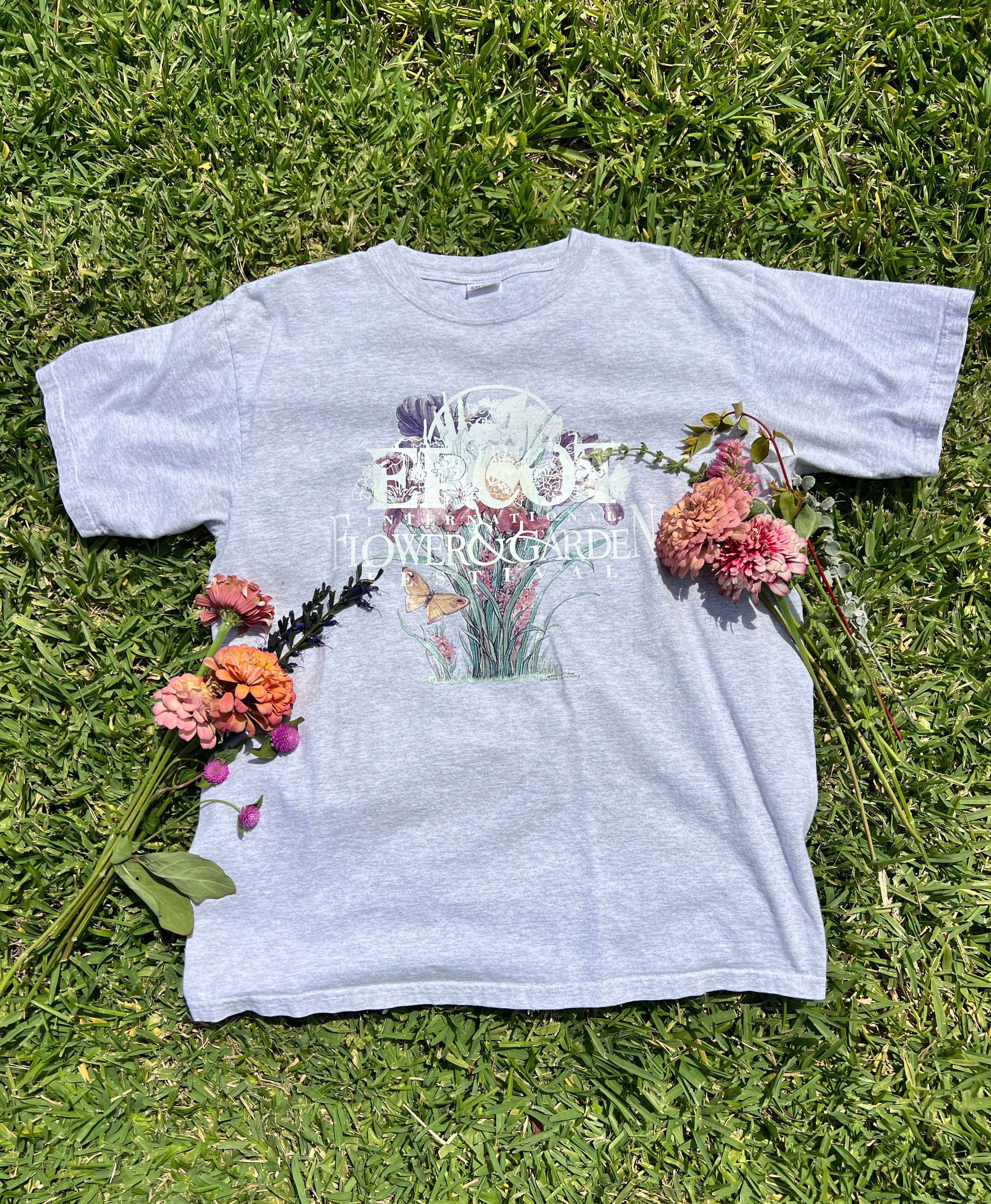 EPCOT Flower & Garden Recycled Tees - Grey Flower Bunch - L