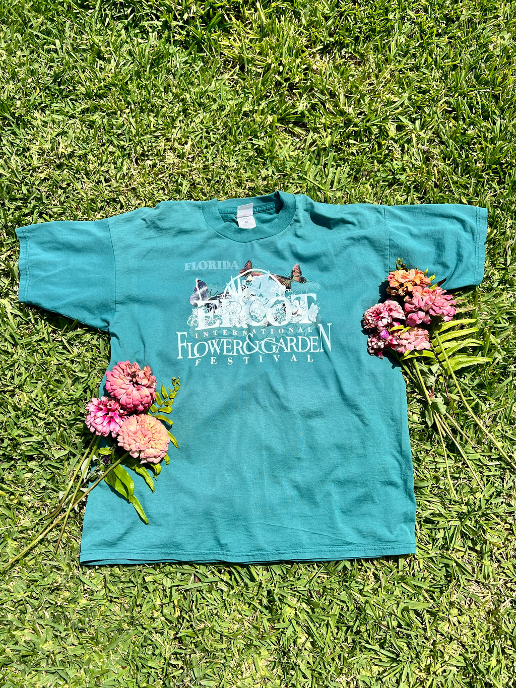 EPCOT Flower & Garden Recycled Tees - Blue Florida Butterflies - XL