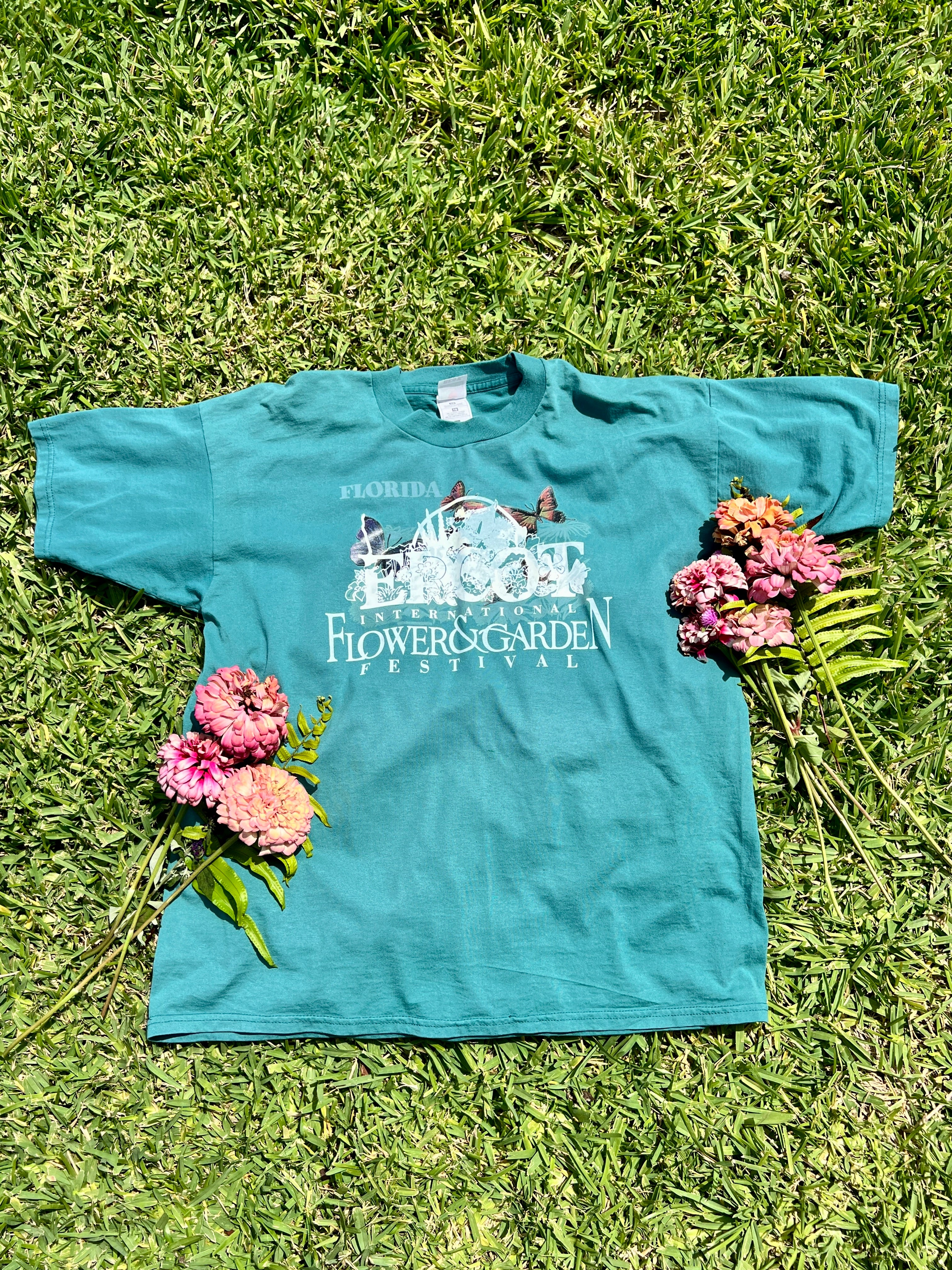 EPCOT Flower & Garden Recycled Tees - Blue Florida Butterflies - XL