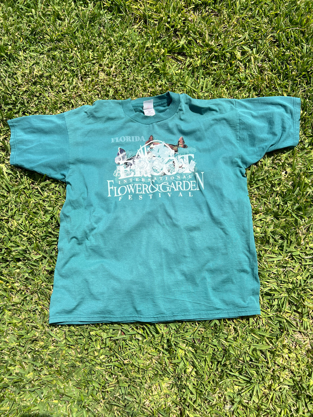 EPCOT Flower & Garden Recycled Tees - Blue Florida Butterflies - XL