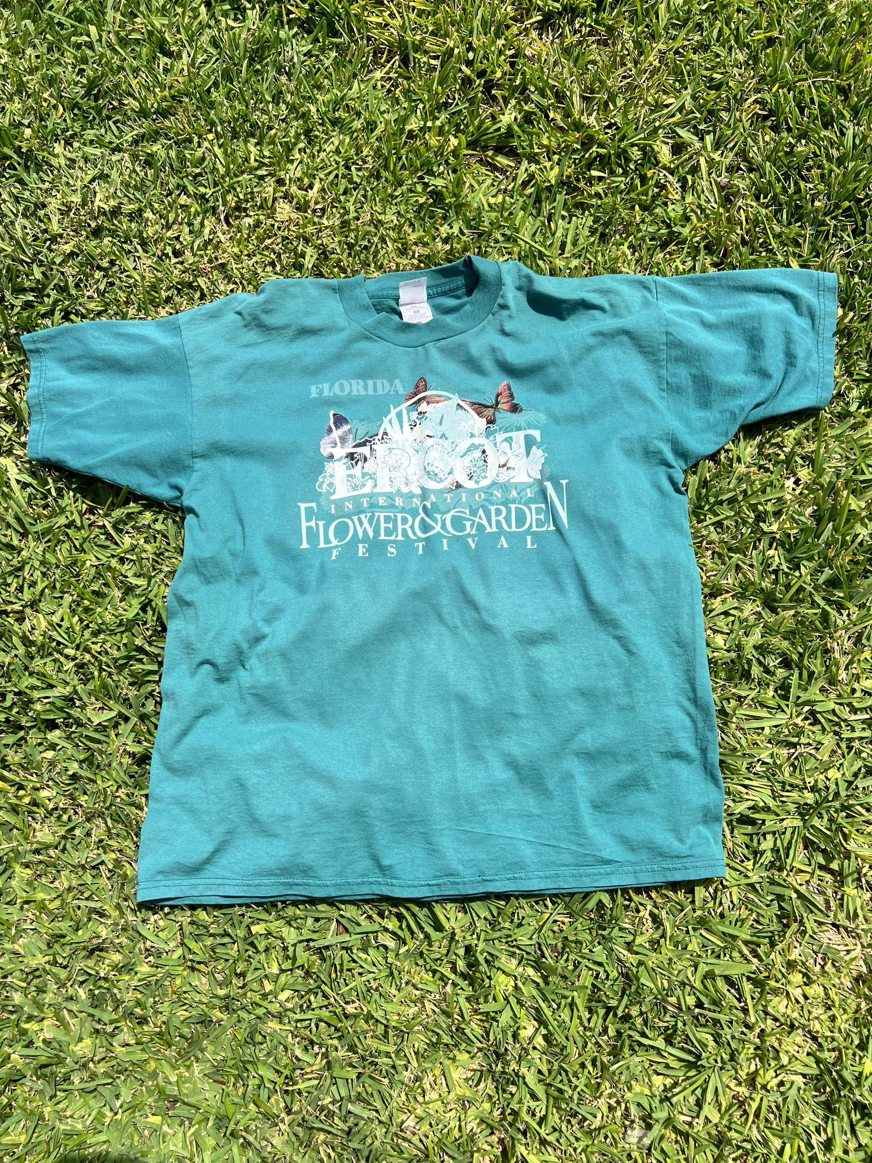 EPCOT Flower & Garden Recycled Tees - Blue Florida Butterflies - XL