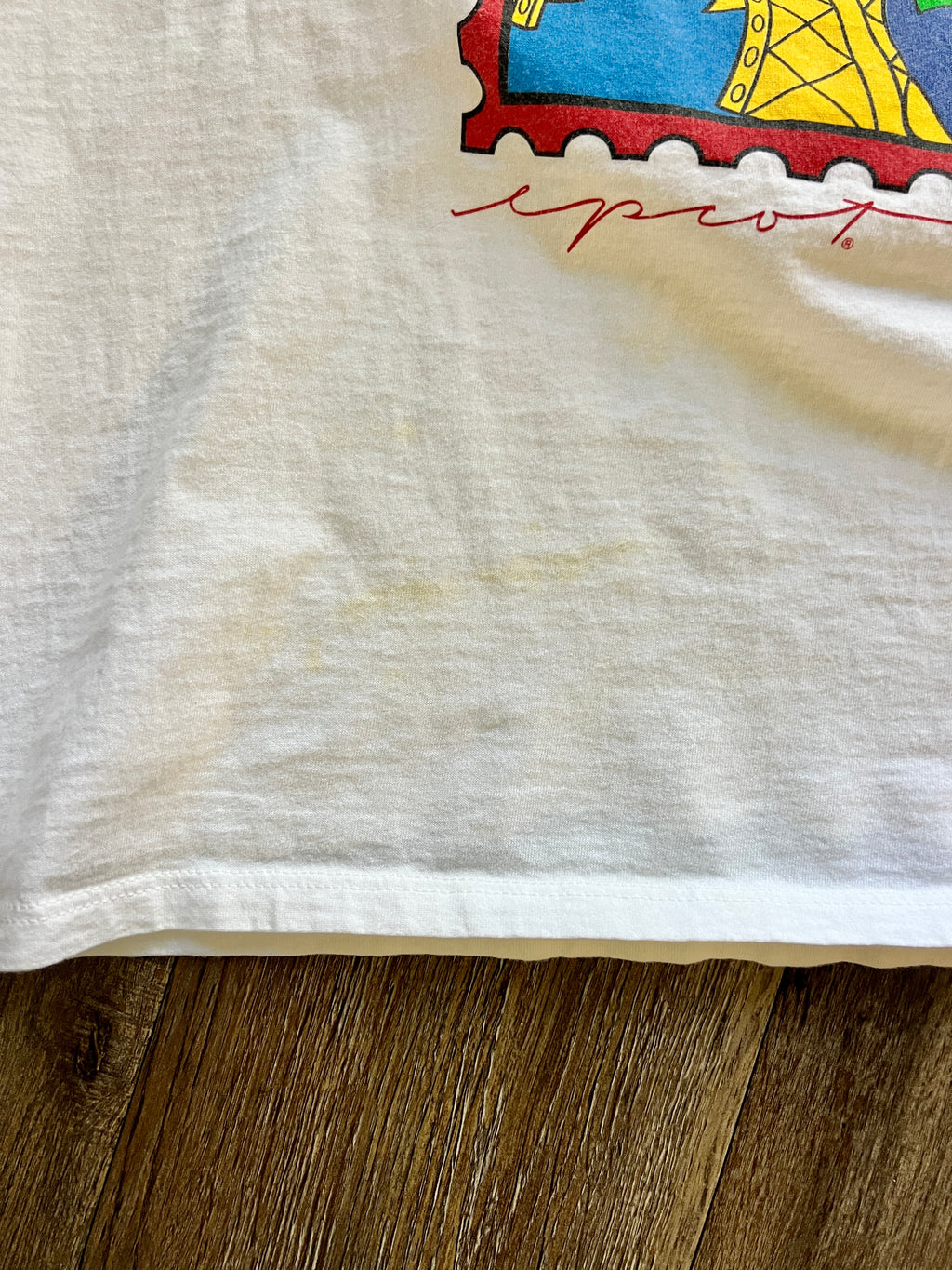 1134 -White Mickey France Passport Stamp Shirt - 2X