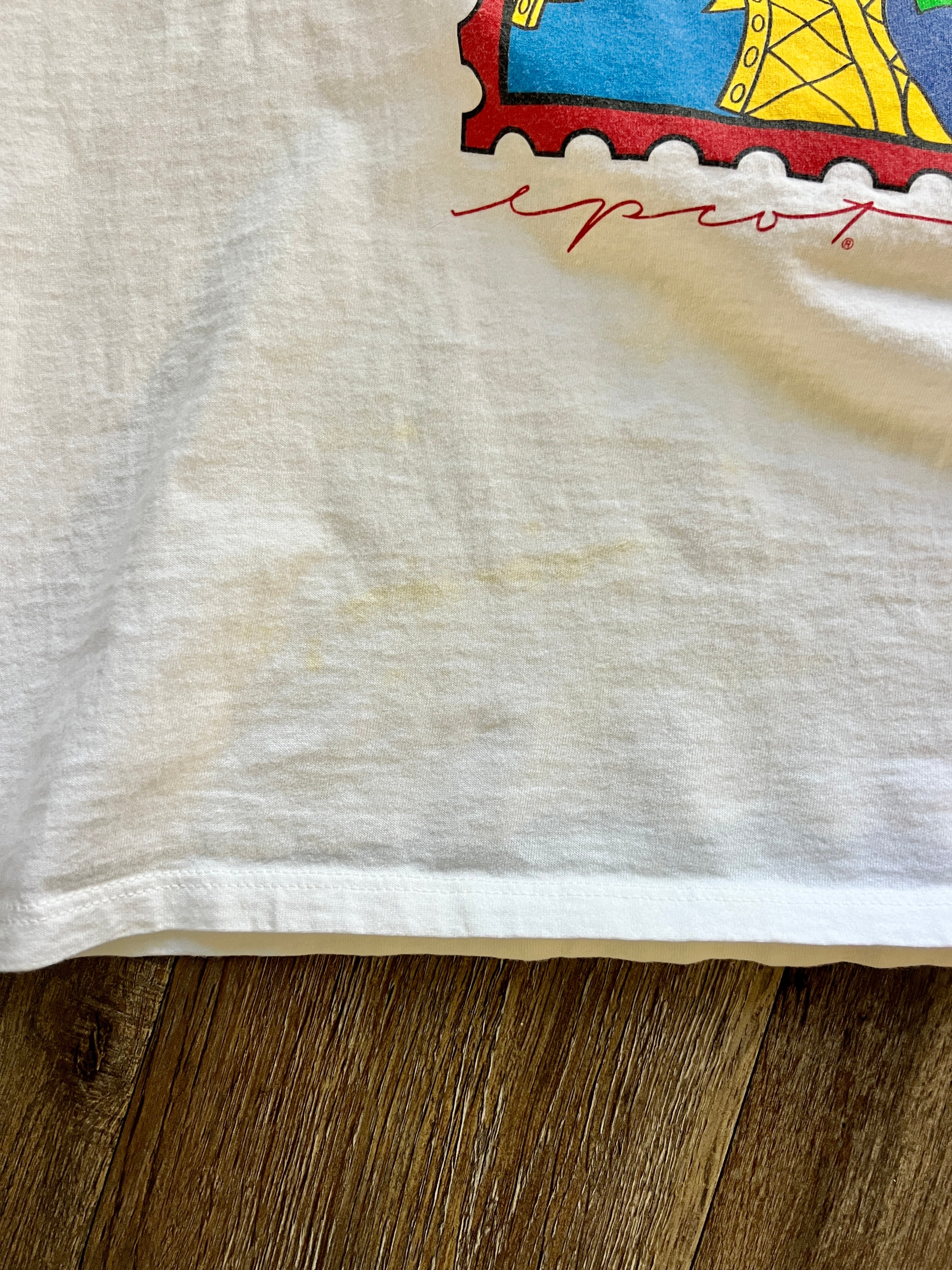 1134 -White Mickey France Passport Stamp Shirt - 2X