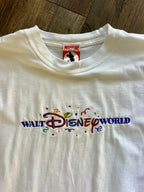 1138 -White Embroidered WDW Confetti Logo Shirt - L