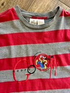 1148 -Red & Grey Striped Embroidered Goofy Running Shirt - 2X