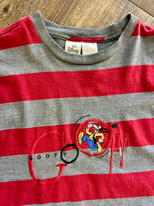 1148 -Red & Grey Striped Embroidered Goofy Running Shirt - 2X