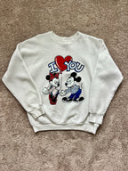 1415 - White I ❤️ You Mickey & Minnie Balloon Crewneck - L