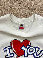 1415 - White I ❤️ You Mickey & Minnie Balloon Crewneck - L
