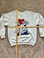 1415 - White I ❤️ You Mickey & Minnie Balloon Crewneck - L