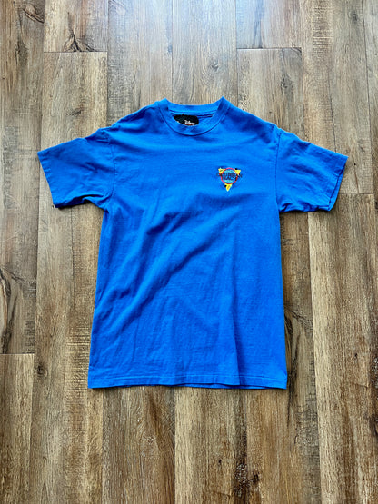 92 -Blue Caribbean Beach Embroidered Pocket Tee - L