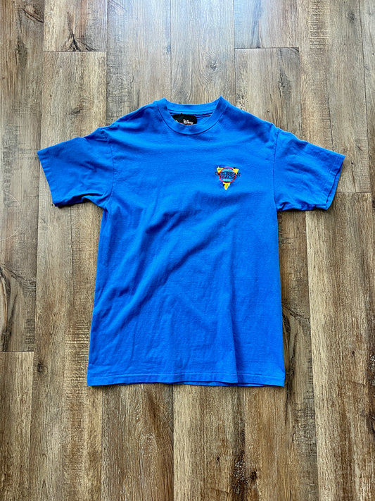 92 -Blue Caribbean Beach Embroidered Pocket Tee - L
