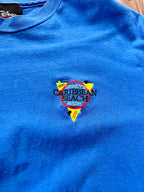 92 -Blue Caribbean Beach Embroidered Pocket Tee - L